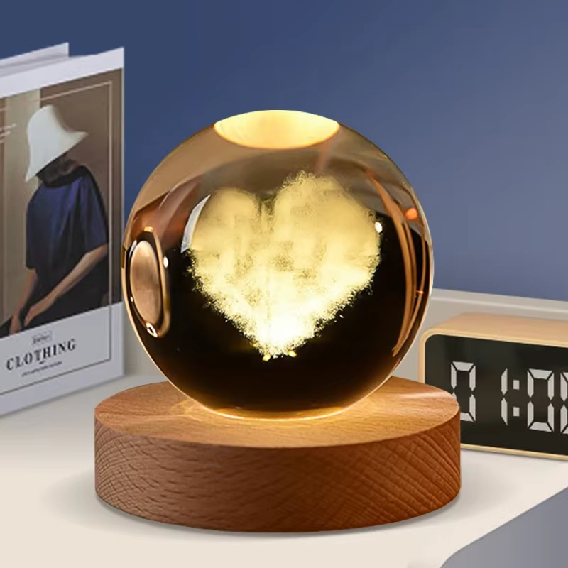 3D-Color-Changing-LED-Crystal-Ball-Love-Shape (1) 3D Crystal Ball – Cloud Love Shape (1 Color Base) - Image 1