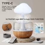 Rain Cloud Night Light Humidifier with Raining Water Drop Sound Oil Diffuser for Bedroom - Image 2